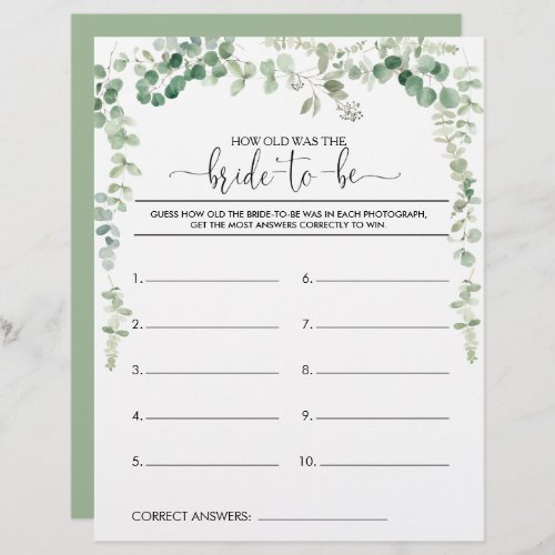 How Old Was the Bride_To_Be Bridal Shower Game