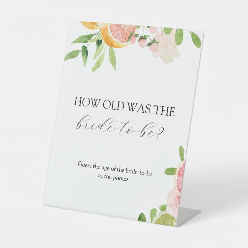 How Old was the Bride to Be Bridal Shower Game Ped Pedestal Sign