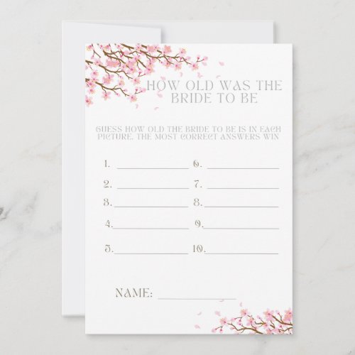 How Old Was The Bride To Be Bridal Shower Game  Thank You Card