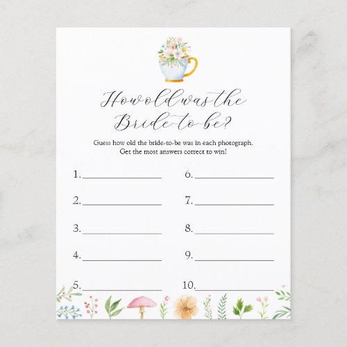How Old Was The Bride_to_be Bridal Tea Party Game