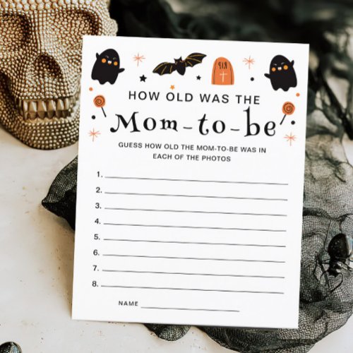 How old was the mom Halloween Baby Shower Game