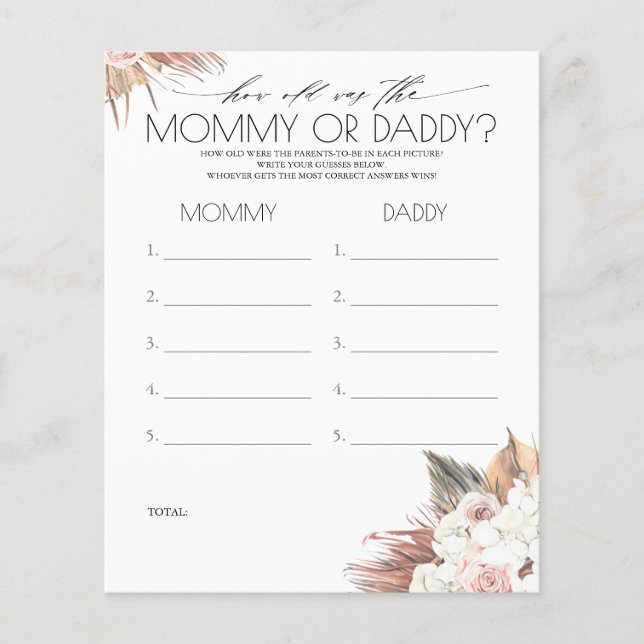 How Old Were Mom And Dad Photo Game Baby Shower (Front)