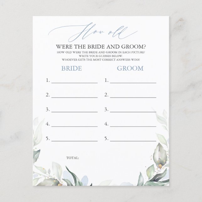 How Old Were The BRIDE AND GROOM Game (Front)