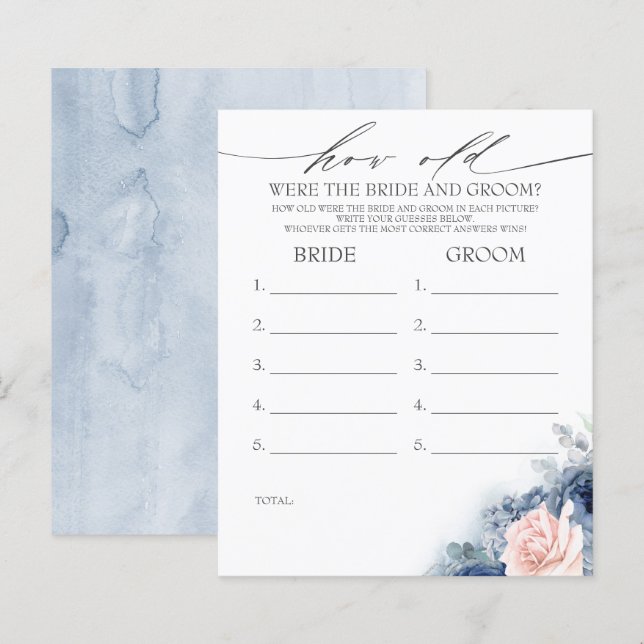 How Old Were The BRIDE AND GROOM Game (Front/Back)
