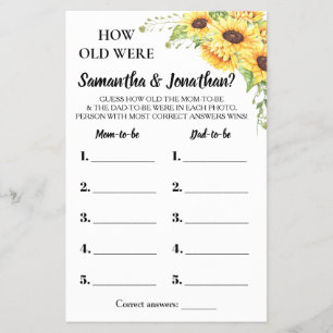 How old were They Baby shower bilingual game card Flyer