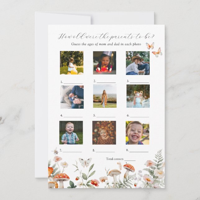 How Old Were They Baby Shower Game Card (Front)