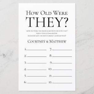 How Old Were They Bridal Shower Game