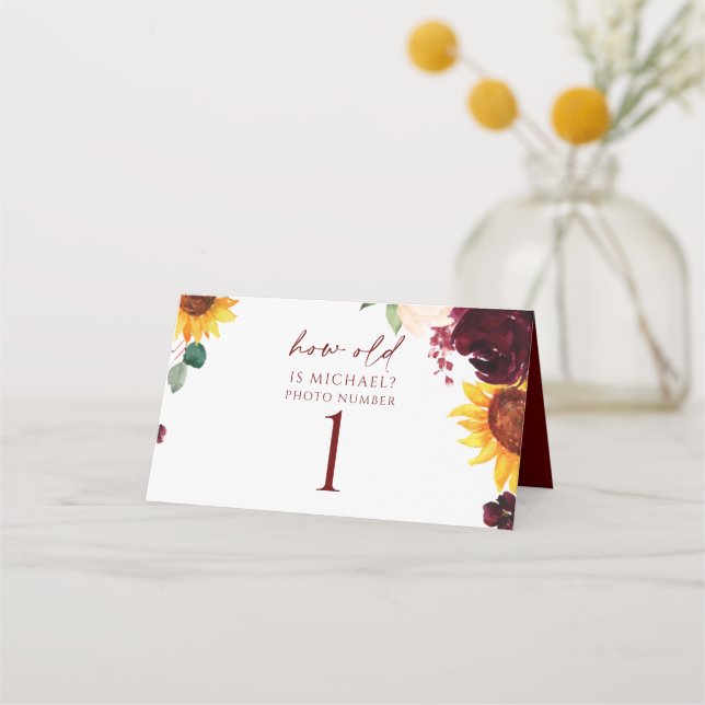 How Old Were They Bridal Shower Game Photo Label Place Card (Front)