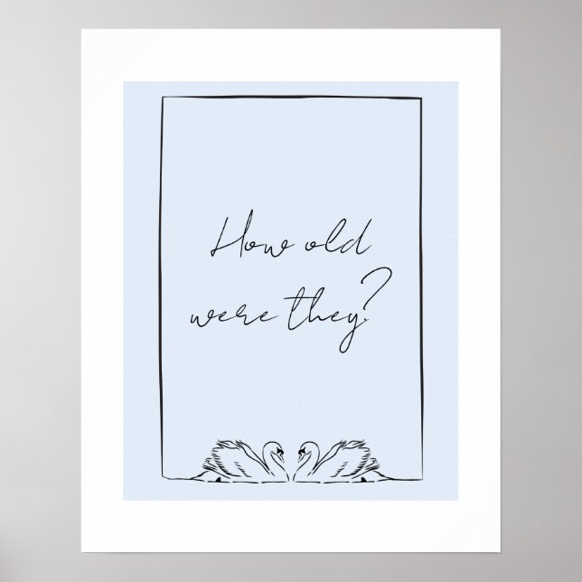 How Old Were They? Bridal Shower Game Swans Simple Poster (Front)