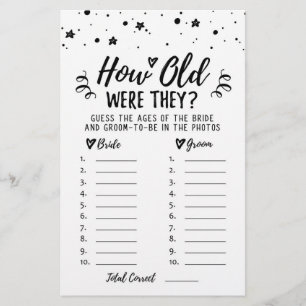 How old were they Bridal Shower or Hen Party game