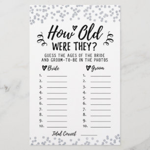 How old were they Bridal Shower or Hen Party game