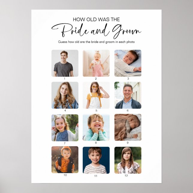 How Old Were They Bride & Groom Bridal Shower Sign (Front)