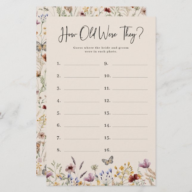 How Old Were They Game (Front/Back)