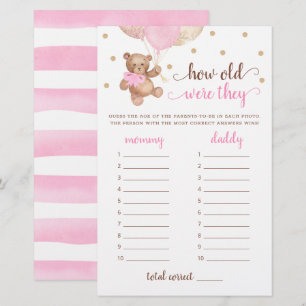 How Old Were They Game Baby Shower Teddy Bear 