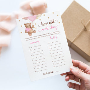 How Old Were They Game Baby Shower Teddy Bear Card