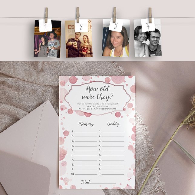 "How old were they" Mom Dad Photo Baby Shower Game (How old were they? )
