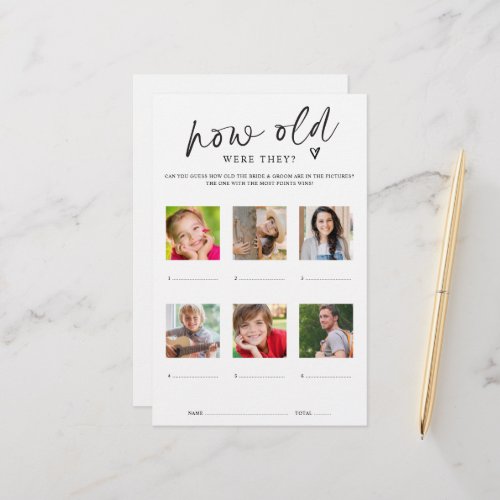 How Old Were They Photo Modern Bridal Shower Game 