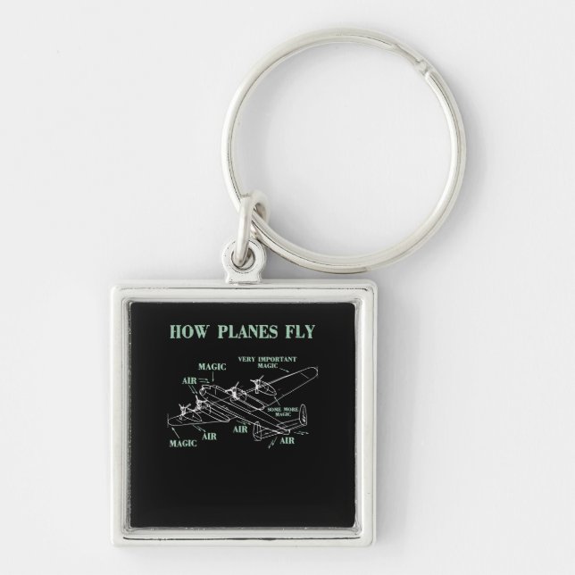 How Planes Fly Funny Aerospace Engineer Pilot Gift Keychain (Front)