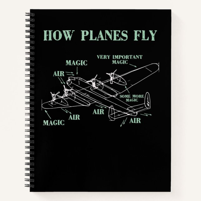 How Planes Fly Funny Aerospace Engineer Pilot Gift Notebook (Front)