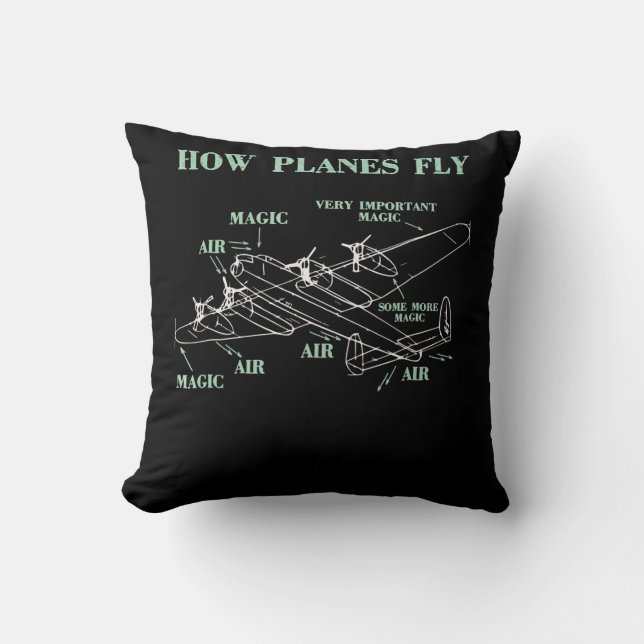 How Planes Fly Funny Aerospace Engineer Pilot Gift Throw Pillow (Front)