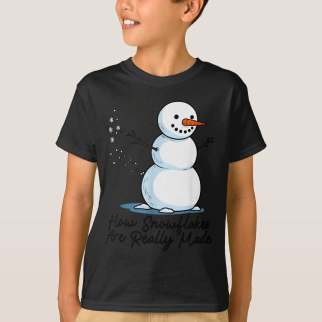 How Snowflakes Are Really Made Snowman Christmas J T-Shirt (Front)