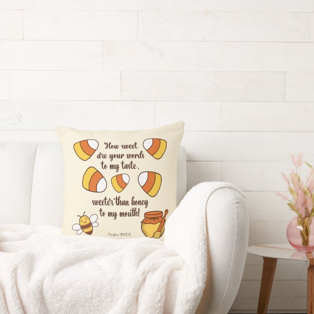 How Sweet Are Your Words Candy Corn Throw Pillow (Couch)