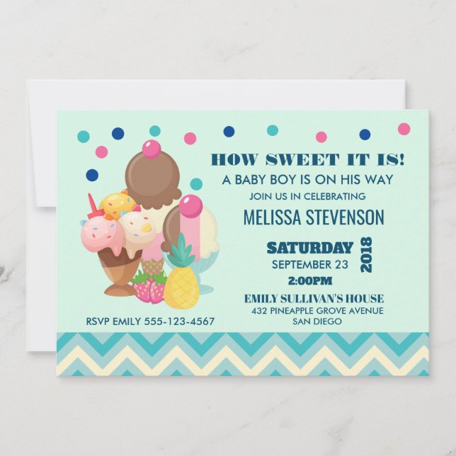How Sweet It is Ice Cream Baby Shower Invitation (Front)