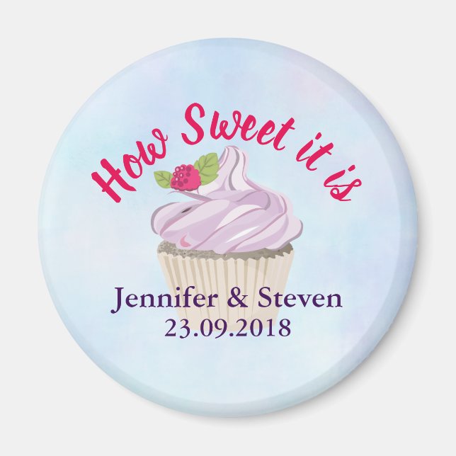 How Sweet it is Pink Cupcake Wedding Magnet (Front)