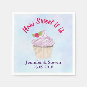How Sweet it is Pink Cupcake Wedding Napkins