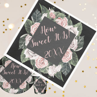 How Sweet It Is Pink Roses Graduation Napkins