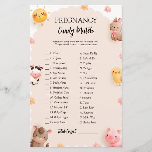 How Sweet It Is Pregnancy Candy Match Game