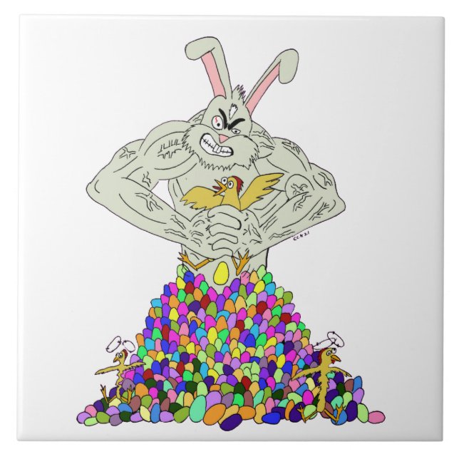 How the Easter Bunny gets his eggs   Ceramic Tile (Front)