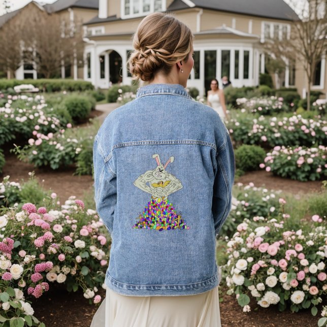 How the Easter Bunny gets his eggs Denim Jacket (Wedding Back)