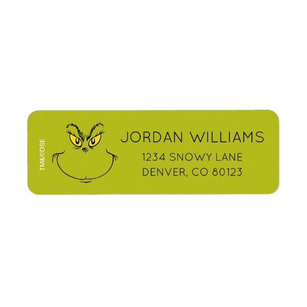 Custom Personalized How The Grinch Stole Christmas Return Address Mailing Labels