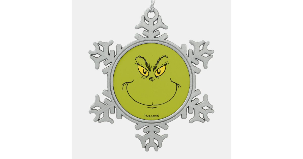 How the Grinch Stole Christmas Face Snowflake Pewter Christmas Ornament