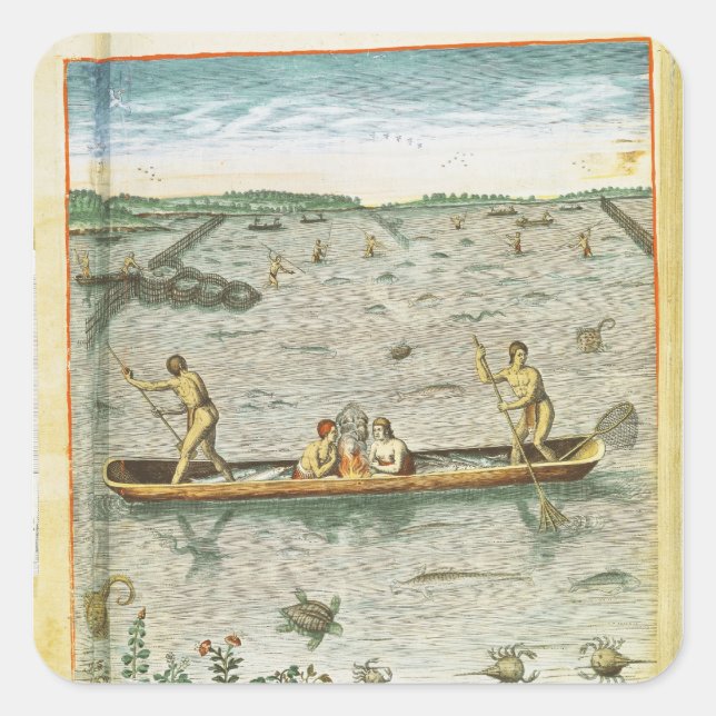 How the Indians Catch their Fish Square Sticker (Front)