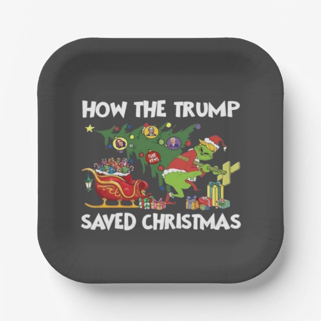 How The Trump Saved Christmas Paper Plates (Front)
