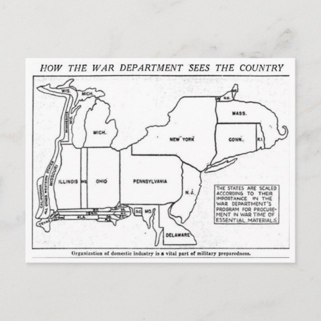 How the War Department Sees the US 1940 Postcard (Front)