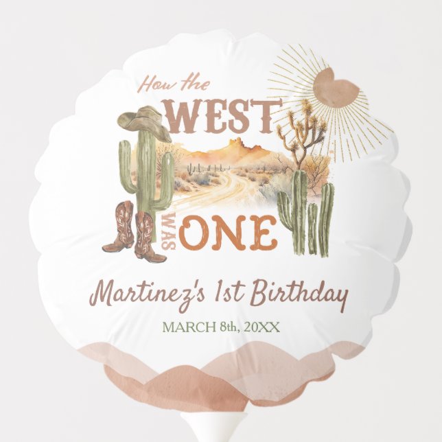 How The West Was One Birthday Party Cowboy Balloon (Back)