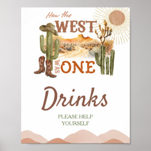 How The West Was One Birthday Party Cowboy Drinks Poster
