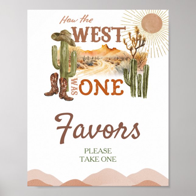 How The West Was One Birthday Party Cowboy Favors Poster (Front)