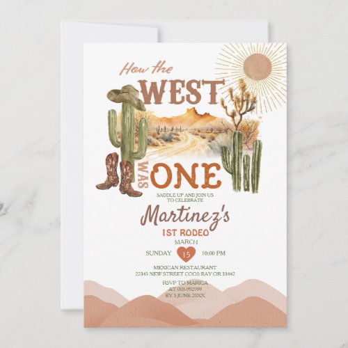 How The West Was One Birthday Party Cowboy  Invitation