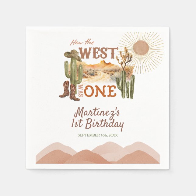 How The West Was One Birthday Party Cowboy Napkins (Front)