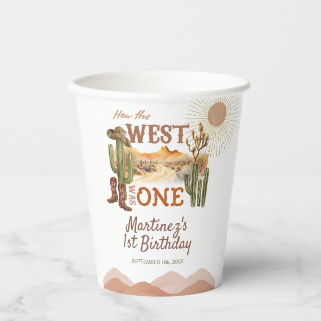 How The West Was One Birthday Party Cowboy Paper Cups (Front)