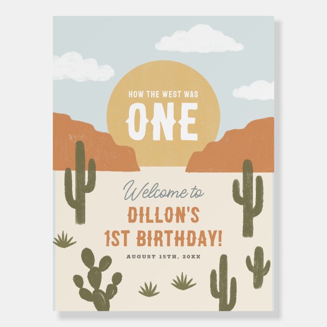How the West Was One Cowboy Birthday Welcome Sign (Front)