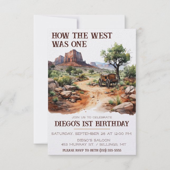 How the West was One! Cowboy Themed First Birthday Invitation (Front)