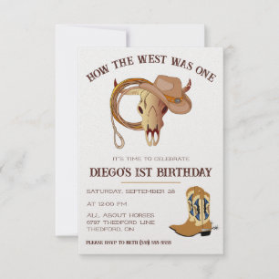 How the West was One! Cowboy Themed First Birthday Invitation