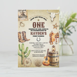 How the West was One First Birthday Party Invitation
