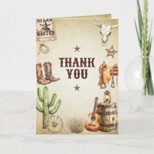 How the West was One First Birthday Party Thank You Card