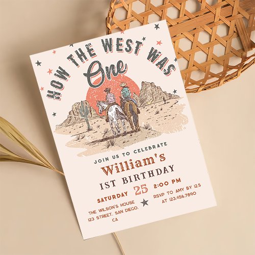 How The West was One Western Cowboy Birthday Invitation